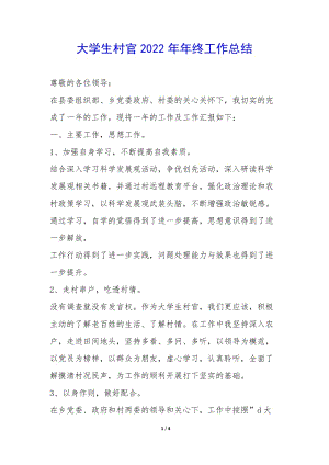 大學生村官2022年年終工作總結(jié)-(已改無錯字)