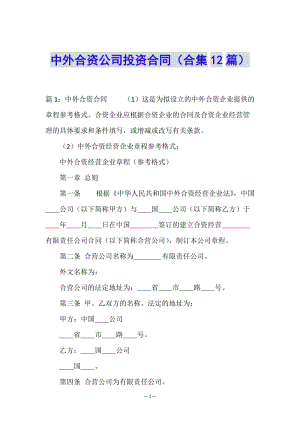中外合資公司投資合同(合集12篇)(已改無錯字)