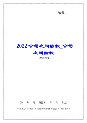 2022公司之間借款公司之間借款(完整版)