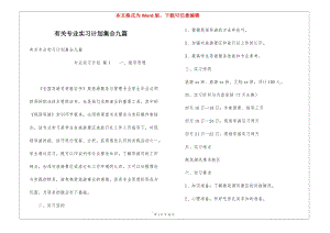 有關(guān)專(zhuān)業(yè)實(shí)習(xí)計(jì)劃集合九篇(存儲(chǔ)版)