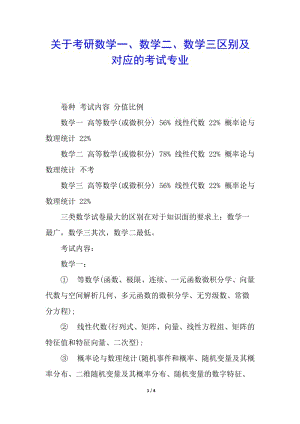 關(guān)于考研數(shù)學(xué)一、數(shù)學(xué)二、數(shù)學(xué)三區(qū)別及對應(yīng)的考試專業(yè)-文庫吧