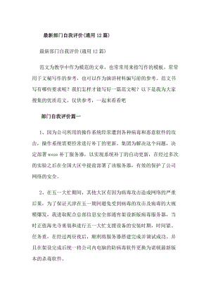 最新部門自我評價(jià)(通用12篇)(專業(yè)版)